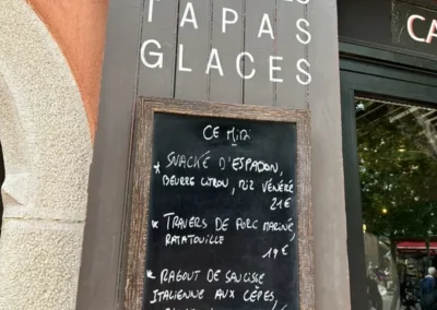 menu du jour du Bar de La Fontaine